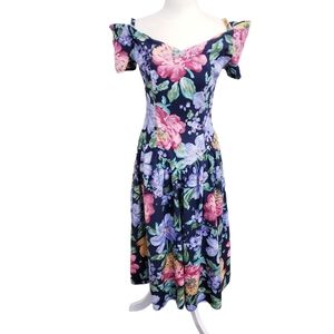 Vintage Byer Too! Floral Print Midi Length Dress